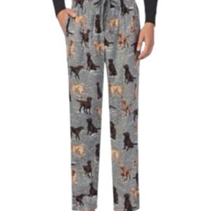 Men’s Fleece Dog Print Sleep Pants Gray Cozy Lounge Pajama Bottoms Size XXL